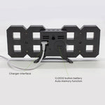 Đồng hồ báo thức treo tường kỹ thuật số LED 3D đa chức năng lớn với chức năng tạm dừng, hiển thị 12/24 giờ cho nhà, bếp, văn phòng, DC 5V, chứng nhận CE, thân đen ký tự xanh lá, thân đen ký tự xanh dương, thân đen ký tự trắng