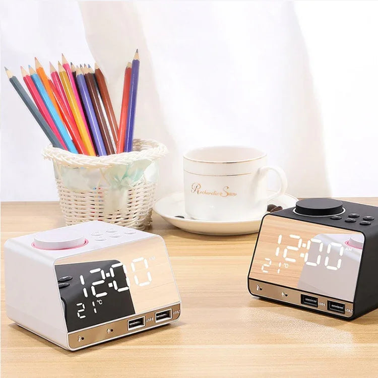 Loa đồng hồ báo thức Bluetooth K11 Sáng tạo Đồng hồ nhạc kỹ thuật số Hiển thị radio với giao diện USB kép, Hỗ trợ U Disk / Thẻ TF / FM / AUX, Phích cắm UK, Phích cắm UK (Đen), Phích cắm UK (Trắng)
