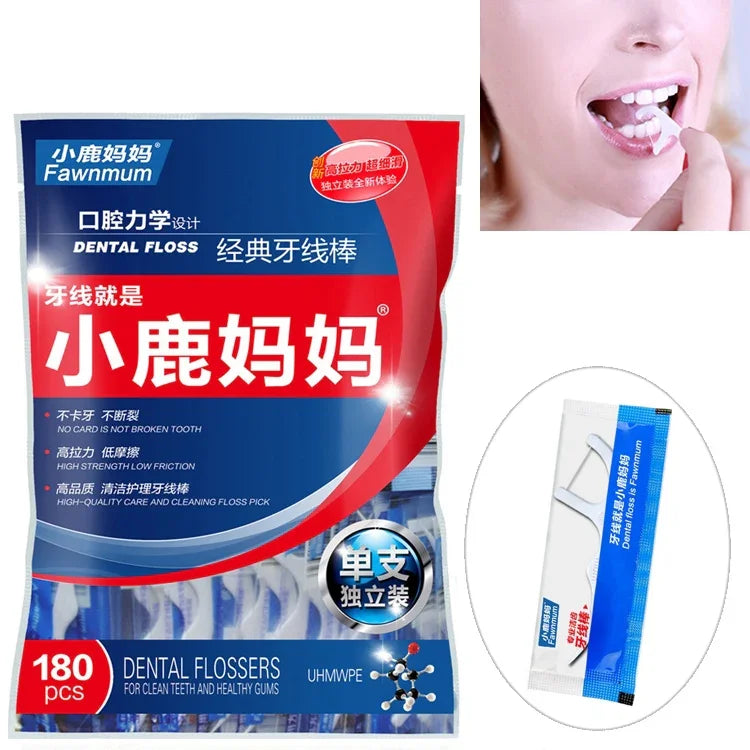 Chỉ Nha Khoa An Toàn Siêu Mịn Fawnmum Tăm Chỉ Răng Căng Siêu Mạnh, 2 Gói / (180 Cái)
