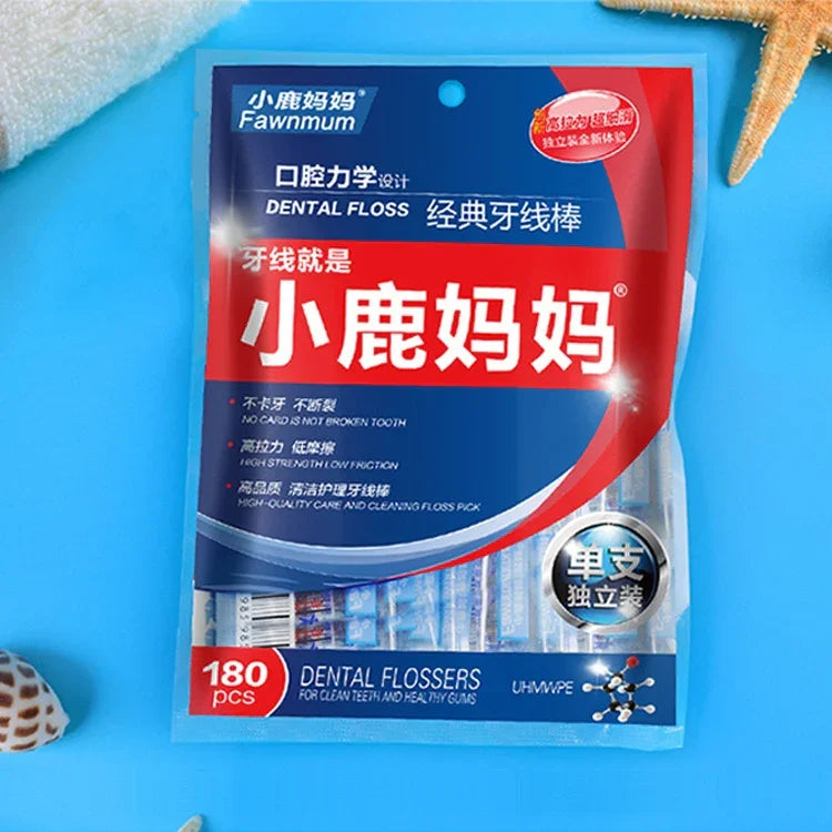 Chỉ Nha Khoa An Toàn Siêu Mịn Fawnmum Tăm Chỉ Răng Căng Siêu Mạnh, 2 Gói / (180 Cái)