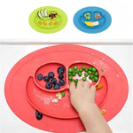 Tấm lót hút silicone tròn liền khối kiểu Smile cho trẻ em, tích hợp đĩa và bát