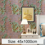 Giấy dán tường trang trí gạch đá 3D Parthenocissus sáng tạo cho phòng ngủ và phòng khách, cuộn giấy dán tường chống thấm nước, kích thước: 45 x 1000cm, 3D Parthenocissus