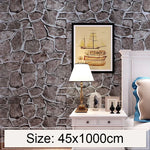 Giấy dán tường trang trí gạch pháo đài sáng tạo 3D, giấy dán tường chống thấm cho phòng ngủ và phòng khách, kích thước: 45 x 1000cm, gạch pháo đài