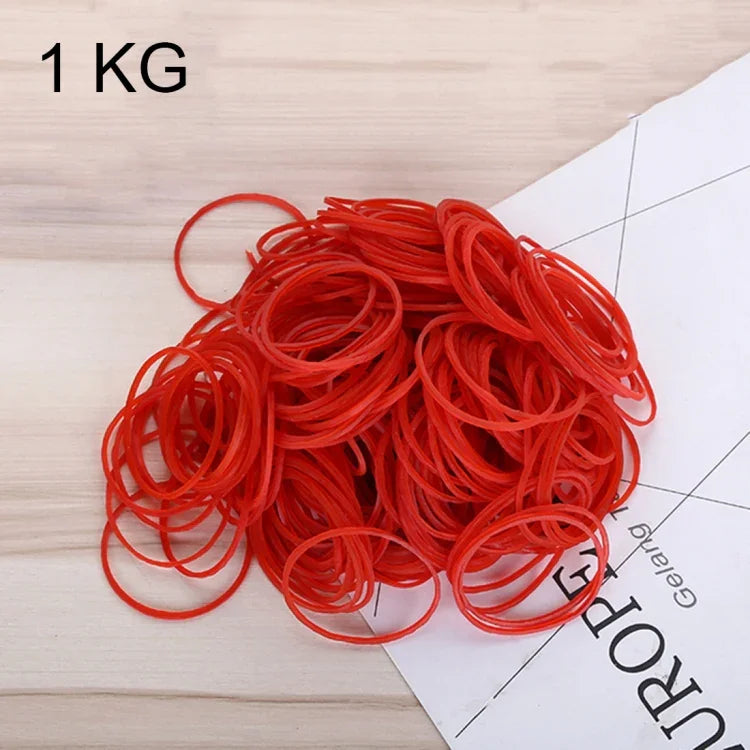 Dây Thun Đỏ Bền Đàn Hồi Dùng Văn Phòng, Trường Học, Văn Phòng Phẩm, 1KG Túi, Màu Đỏ