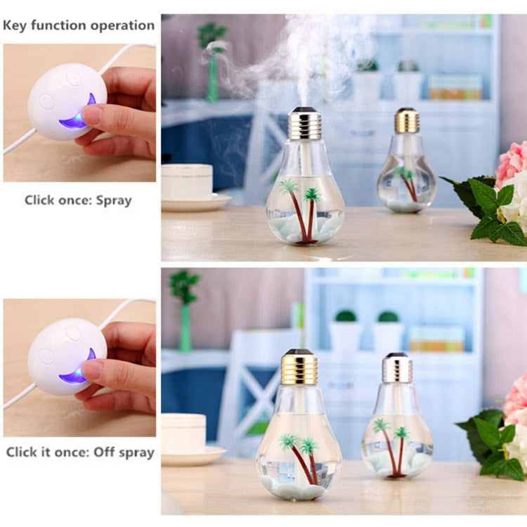 Máy Lọc Không Khí Tạo Độ Ẩm Hình Bóng Đèn Di Động 400ML Có Đèn Màu Cho Nhà / Văn Phòng / Xe Hơi