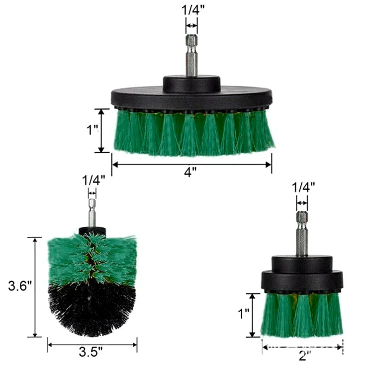 Bộ 3 Bàn Chải Vệ Sinh Nhà Tắm Nhà Bếp Dùng Cho Máy Khoan Điện, 3 Trong 1 (Xanh Lá), 3 Trong 1 (Xanh Dương), 3 Trong 1 (Đỏ), 3 Trong 1 (Vàng)