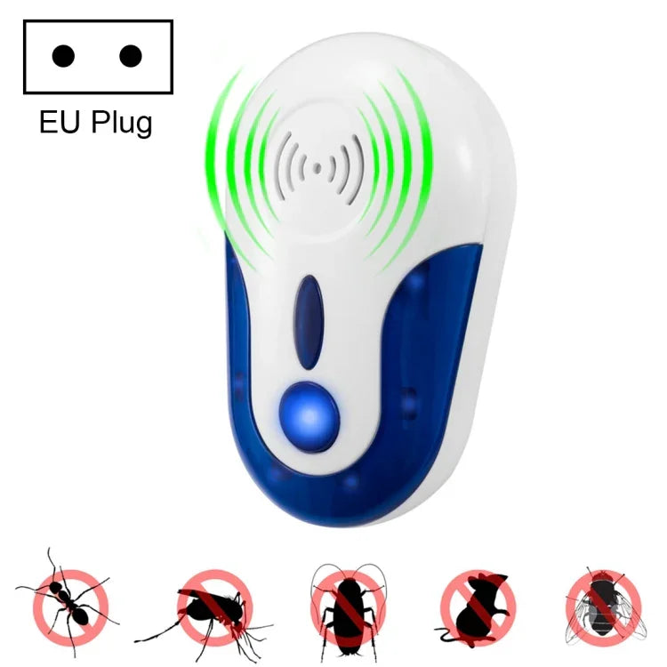 Máy đuổi muỗi, chuột, gián, côn trùng bằng sóng siêu âm điện tử 4W, AC 90-250V, phích cắm EU 109, phích cắm UK 109