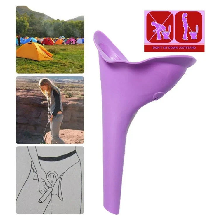 Bình tiểu nữ di động bằng silicone cho phụ nữ đi vệ sinh khi cắm trại du lịch, giao màu ngẫu nhiên, dụng cụ vệ sinh khẩn cấp