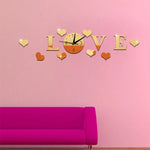 Đồng hồ LOVE sáng tạo bằng gương acrylic dán tường tự làm, đồng hồ LOVE gương acrylic (Đen), đồng hồ LOVE gương acrylic (Vàng), đồng hồ LOVE gương acrylic (Bạc)