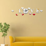 Đồng hồ LOVE sáng tạo bằng gương acrylic dán tường tự làm, đồng hồ LOVE gương acrylic (Đen), đồng hồ LOVE gương acrylic (Vàng), đồng hồ LOVE gương acrylic (Bạc)
