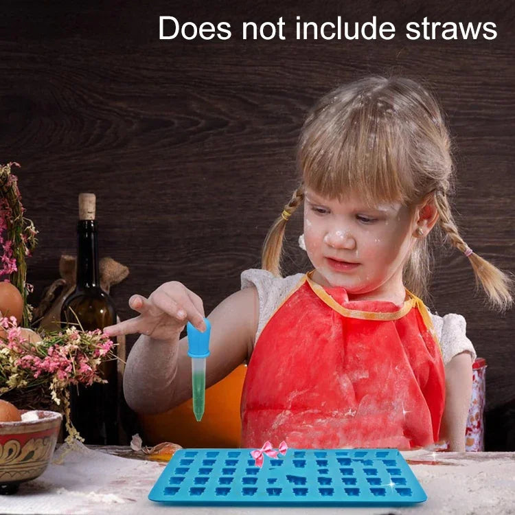Bộ 2 khuôn silicone hình gấu nhỏ 50 lỗ làm socola, khuôn bánh quy, khuôn kẹo, giao màu ngẫu nhiên, kích thước: 19*13.7*1cm, 50 ô