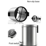 Thùng rác đạp nắp tròn thời trang bằng thép không gỉ cho gia đình, khách sạn, văn phòng, dung tích 7L