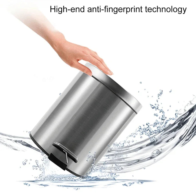 Thùng rác đạp nắp tròn thời trang bằng thép không gỉ cho gia đình, khách sạn, văn phòng, dung tích 7L