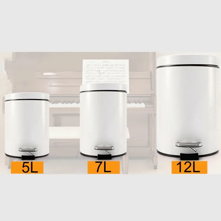 Thùng rác đạp nắp tròn thời trang bằng thép không gỉ cho gia đình, khách sạn, văn phòng, dung tích 7L
