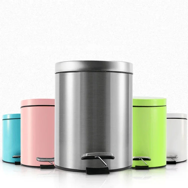 Thùng rác đạp nắp tròn thời trang bằng thép không gỉ cho gia đình, khách sạn, văn phòng, dung tích 7L
