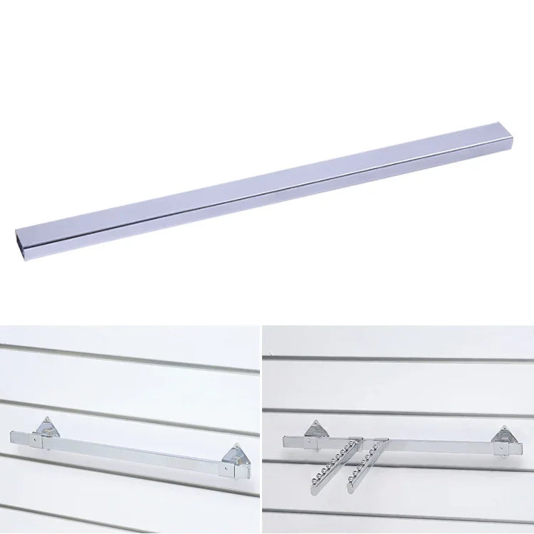 Móc thanh ngang vuông mạ điện 15x30mm cho kệ siêu thị, dài 1m