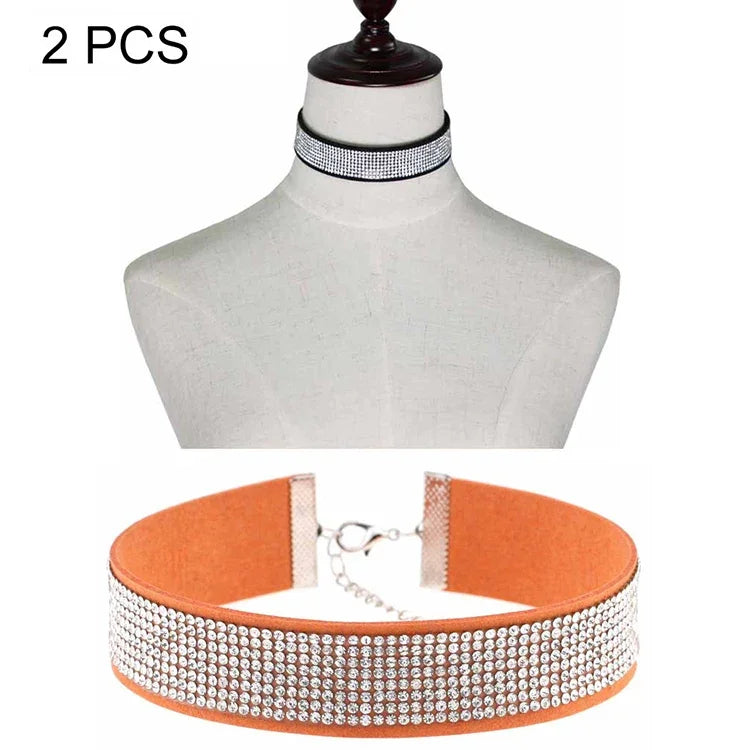 2 chiếc vòng cổ flannel kim cương thời trang phổ biến kiểu châu Âu và Mỹ, giao màu ngẫu nhiên, ZXQ