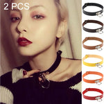 2 chiếc vòng cổ da phong cách Harajuku Punk đinh tán hình trái tim khóa cổ, giao màu ngẫu nhiên, MDXQ
