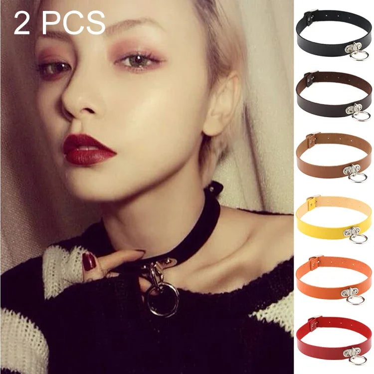 2 chiếc vòng cổ da phong cách Harajuku Punk đinh tán hình trái tim khóa cổ, giao màu ngẫu nhiên, MDXQ