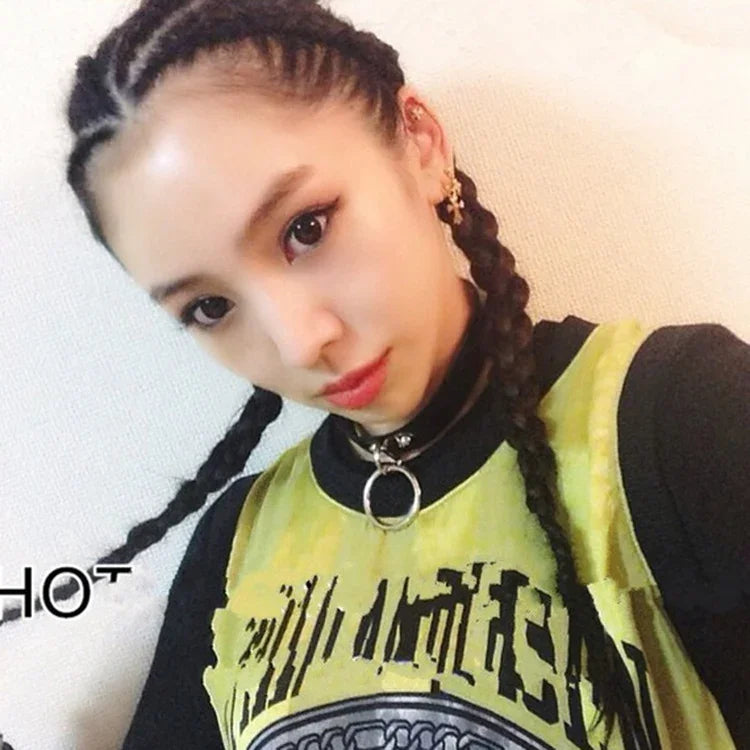 2 chiếc vòng cổ da phong cách Harajuku Punk đinh tán hình trái tim khóa cổ, giao màu ngẫu nhiên, MDXQ