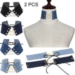 2 chiếc vòng cổ xương quai xanh phong cách punk retro cá tính burr cao bồi gothic kiểu châu Âu và Mỹ, giao màu ngẫu nhiên, NZXL04