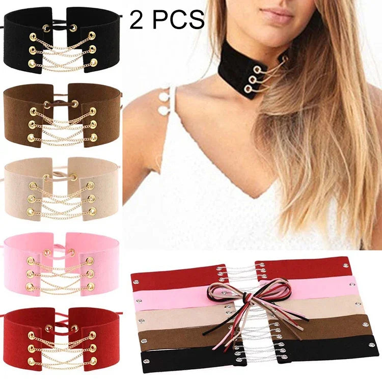 2 chiếc vòng cổ dây nhung nữ phong cách đơn giản châu Âu và Mỹ, giao màu ngẫu nhiên, mã SFQ