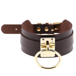 Vòng cổ choker hình chữ O da PU phong cách Harajuku châu Âu và Mỹ, vòng đơn vàng, cổ rộng, phong cách đường phố, câu lạc bộ đêm