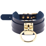 Vòng cổ choker hình chữ O da PU phong cách Harajuku châu Âu và Mỹ, vòng đơn vàng, cổ rộng, phong cách đường phố, câu lạc bộ đêm