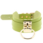 Vòng cổ choker hình chữ O da PU phong cách Harajuku châu Âu và Mỹ, vòng đơn vàng, cổ rộng, phong cách đường phố, câu lạc bộ đêm
