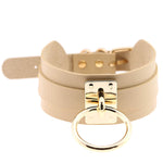 Vòng cổ choker hình chữ O da PU phong cách Harajuku châu Âu và Mỹ, vòng đơn vàng, cổ rộng, phong cách đường phố, câu lạc bộ đêm