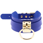 Vòng cổ choker hình chữ O da PU phong cách Harajuku châu Âu và Mỹ, vòng đơn vàng, cổ rộng, phong cách đường phố, câu lạc bộ đêm