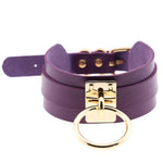 Vòng cổ choker hình chữ O da PU phong cách Harajuku châu Âu và Mỹ, vòng đơn vàng, cổ rộng, phong cách đường phố, câu lạc bộ đêm