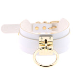 Vòng cổ choker hình chữ O da PU phong cách Harajuku châu Âu và Mỹ, vòng đơn vàng, cổ rộng, phong cách đường phố, câu lạc bộ đêm