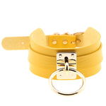 Vòng cổ choker hình chữ O da PU phong cách Harajuku châu Âu và Mỹ, vòng đơn vàng, cổ rộng, phong cách đường phố, câu lạc bộ đêm