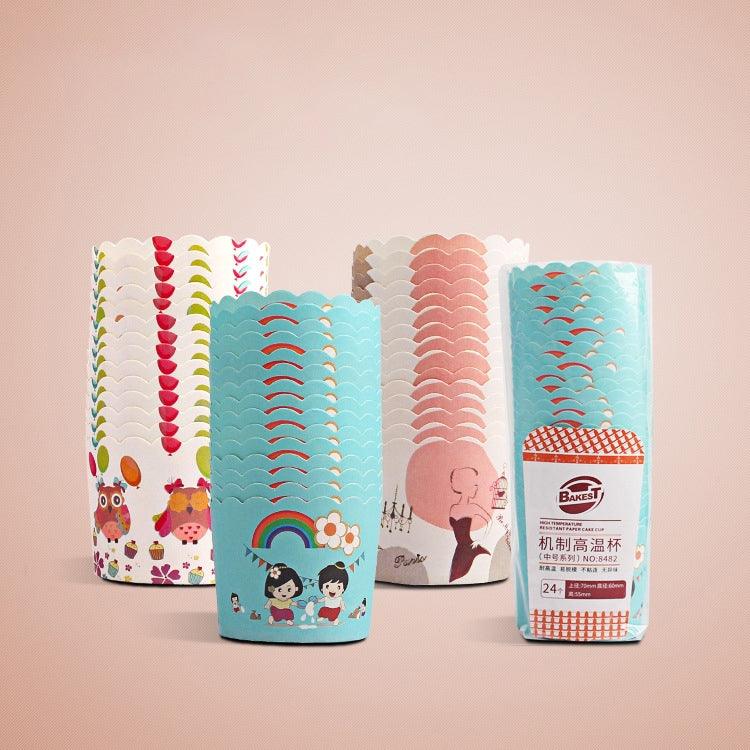 24 cái/cặp cốc giấy tròn lót bánh, cốc muffin, cốc lót bánh cupcake socola, kích thước: 7 x 6 x 5.5cm, màu giao ngẫu nhiên, 6.8 x 5 x 3.9cm