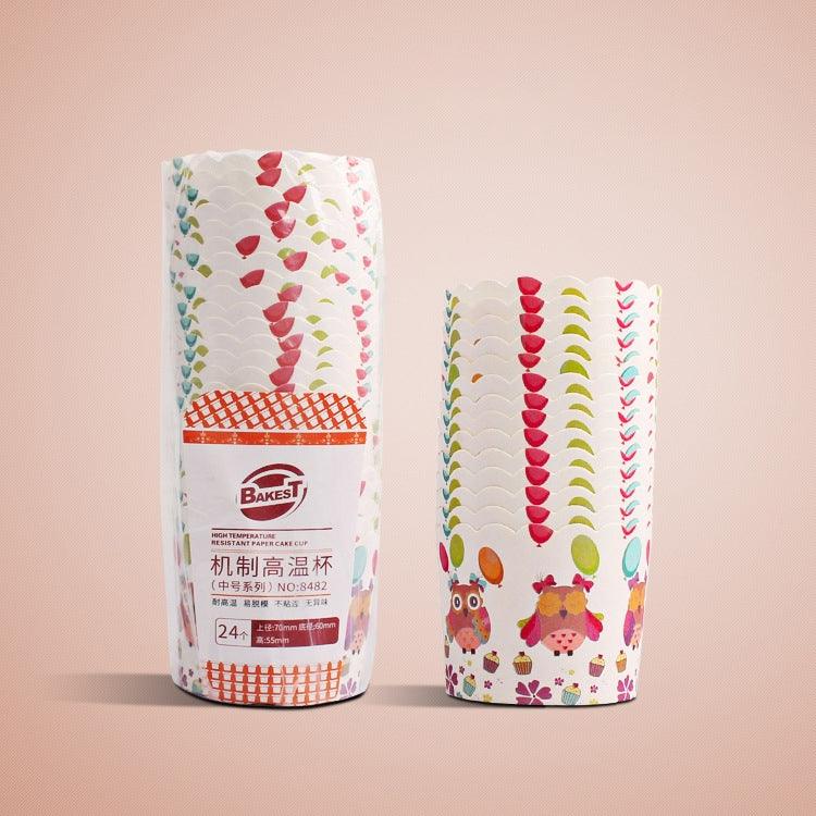 24 cái/cặp cốc giấy tròn lót bánh, cốc muffin, cốc lót bánh cupcake socola, kích thước: 7 x 6 x 5.5cm, màu giao ngẫu nhiên, 6.8 x 5 x 3.9cm