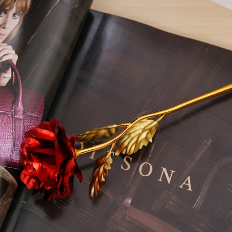 Hoa hồng giả mạ vàng 24K, giao màu ngẫu nhiên, mạ vàng 24K