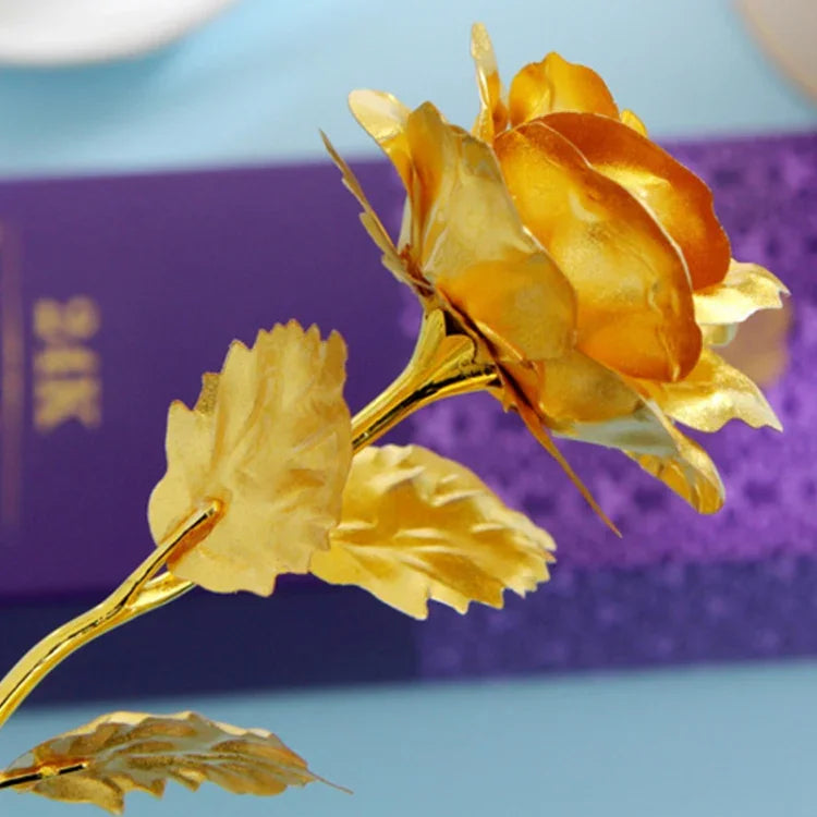 Hoa hồng giả mạ vàng 24K, giao màu ngẫu nhiên, mạ vàng 24K