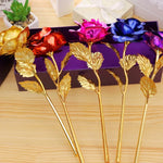 Hoa hồng giả mạ vàng 24K, giao màu ngẫu nhiên, mạ vàng 24K