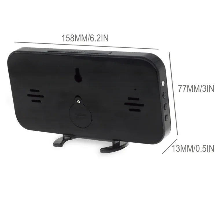 Đồng hồ báo thức LED phản chiếu đa chức năng sáng tạo với gương, chức năng tạm dừng và 2 cổng sạc USB