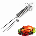 Syringe 60ml bằng thép không gỉ kim đôi tiêm gia vị thịt gà tây dụng cụ nấu ăn, bơm ướp bằng thép không gỉ