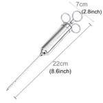 Syringe 60ml bằng thép không gỉ kim đôi tiêm gia vị thịt gà tây dụng cụ nấu ăn, bơm ướp bằng thép không gỉ