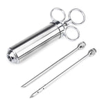 Syringe 60ml bằng thép không gỉ kim đôi tiêm gia vị thịt gà tây dụng cụ nấu ăn, bơm ướp bằng thép không gỉ