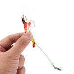 Mồi câu giả hình tôm phát sáng có móc, chiều dài: 7cm, màu vàng đỏ