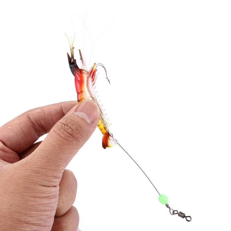 Mồi câu giả hình tôm phát sáng có móc, chiều dài: 7cm, màu vàng đỏ