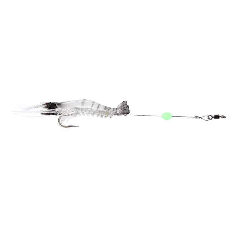 Mồi câu giả hình tôm phát sáng có móc, chiều dài: 7cm, màu trắng đen