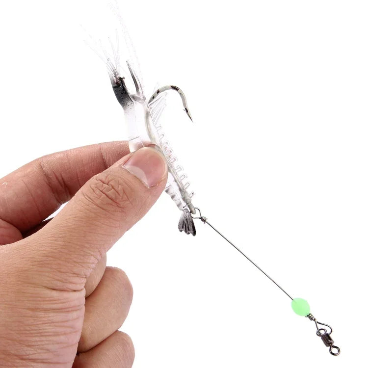 Mồi câu giả hình tôm phát sáng có móc, chiều dài: 7cm, màu trắng đen