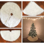 Váy cây thông Giáng sinh bằng vải nhung trắng trang trí hình tròn, đường kính: 90cm