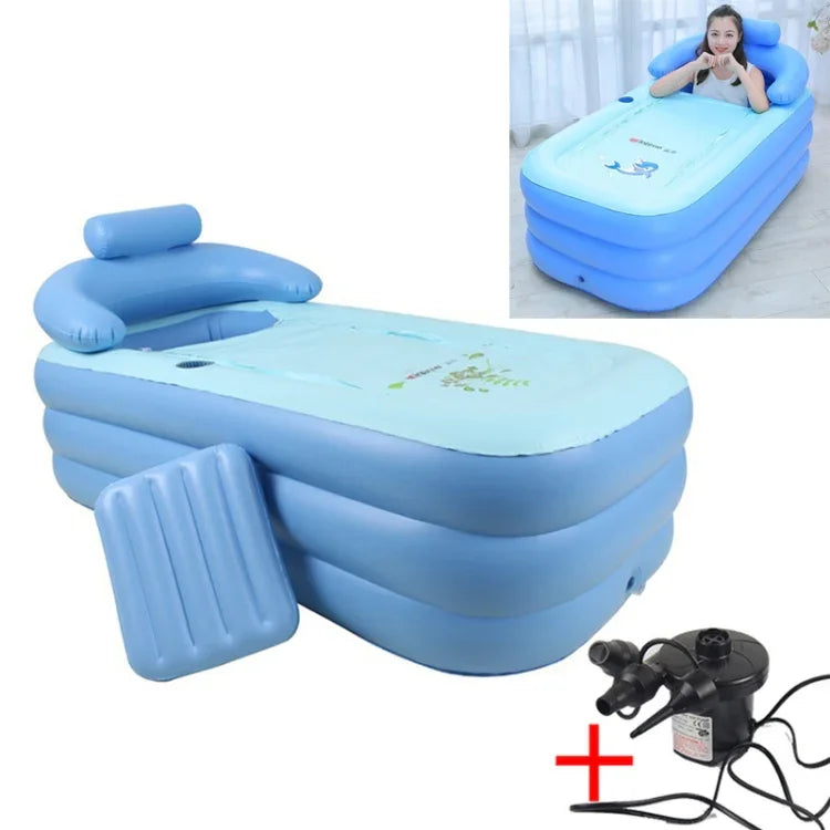 YT-038 bồn tắm hơi gấp gọn đáy mút bơm hơi ấm cho người lớn và bể bơi trẻ em kèm bơm sạc, bể bơi
