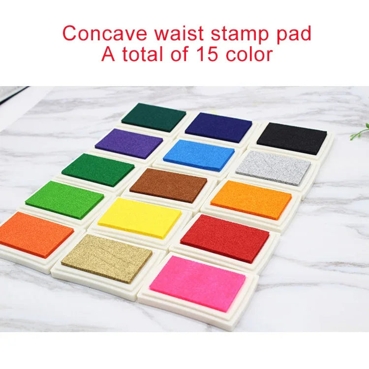 Bộ con dấu cao su DIY mực dầu cho trẻ em phong cách nóng bỏng, 15 màu, miếng mực 4